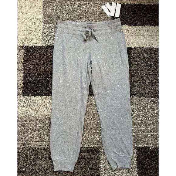 DKNY SPORT (L) Heather Gray Iridescent Silver Logo Sweatpants Joggers Pants - Picture 2 of 8